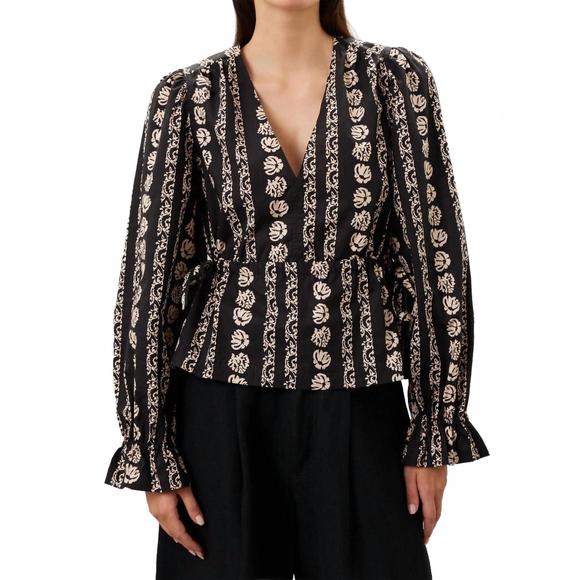 NEW MARIE OLIVER morgan long sleeve top in raven row